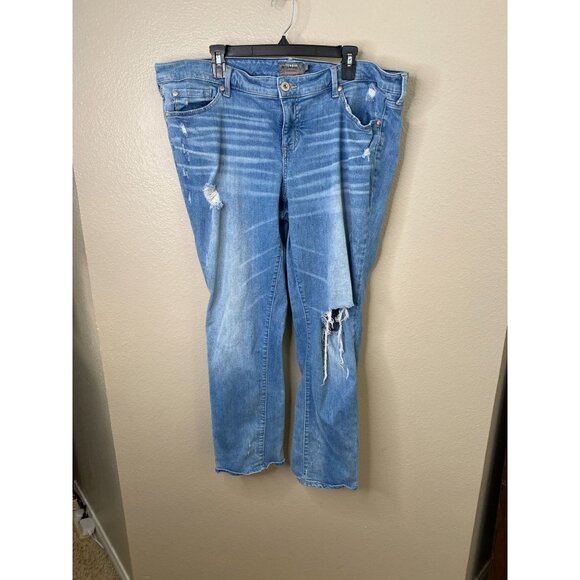 Torrid Womens 18R Distressed Boyfriend Straight Vintage Stretch Blue Denim Jeans - Picture 1 of 8